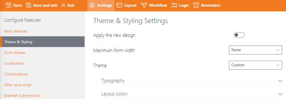 New "Cosy" Form Interface - Sintel Apps