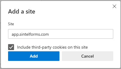 MS Edge Cookie Exception