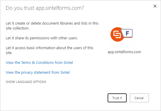 Sintel Forms Trust App
